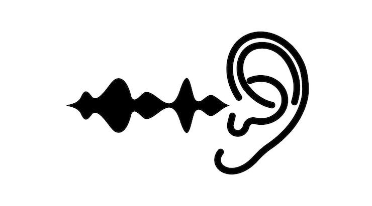 Línea de icono de oído Oído Escuchar símbolo aislado Ilustración vectorial