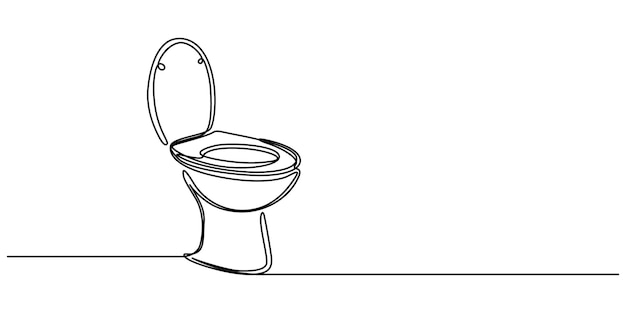 Línea de icono de tazón vector de dibujo continuo Una línea de icono del tazón vectorial de fondo icono del inodoro pro