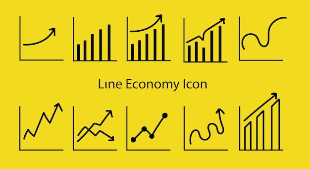 línea Iconos de economía Ilustración vectorial .