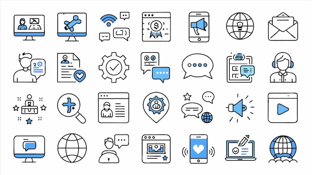 una línea de iconos con la palabra internet en él