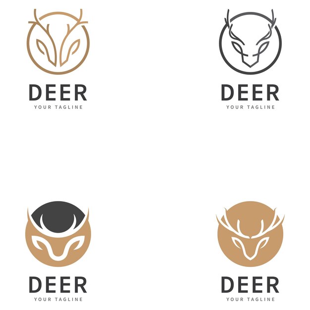 línea de ilustración vectorial del logotipo de los cuernos de ciervo íconos de plantilla del logotipo del ciervo