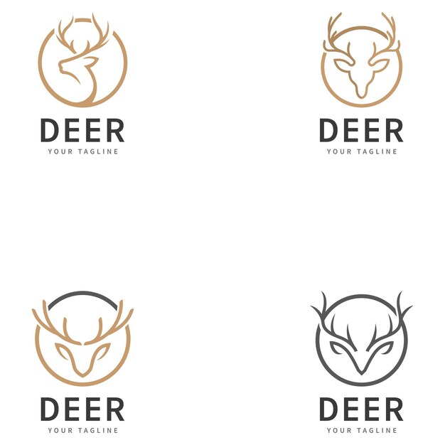 línea de ilustración vectorial del logotipo de los cuernos de ciervo íconos de plantilla del logotipo del ciervo