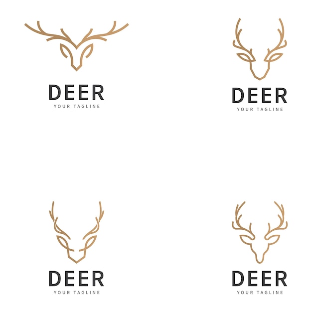 línea de ilustración vectorial del logotipo de los cuernos de ciervo íconos de plantilla del logotipo del ciervo