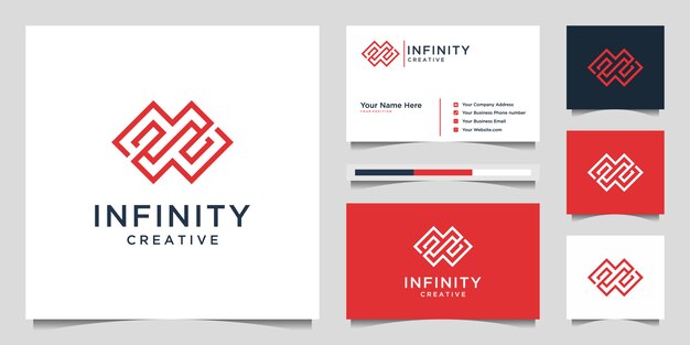 Línea infinita creativa minimalista. Diseño de logotipo premium y vector de tarjeta de visita.
