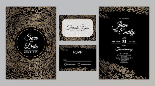 Línea de invitación de boda fondo abstracto lujo y textura dorada