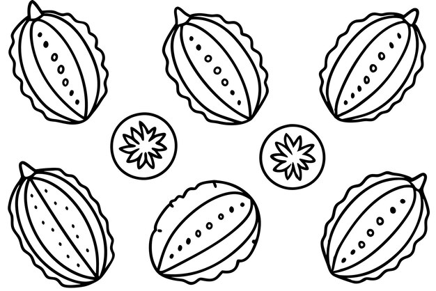 una línea de kiwis con un patrón de la palabra melón