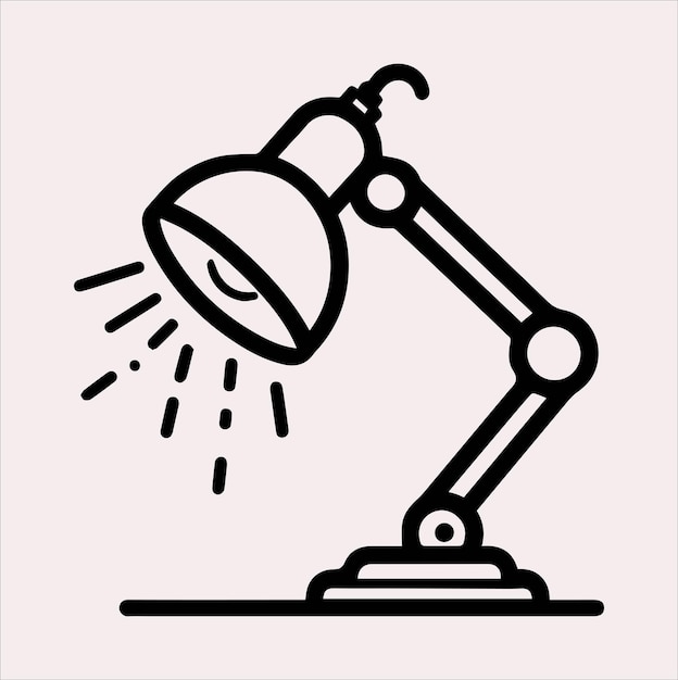 Línea de lámparas de escritorio Vector de silueta de arte sobre un fondo blanco