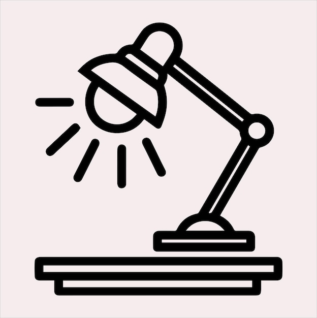 Línea de lámparas de escritorio Vector de silueta de arte sobre un fondo blanco