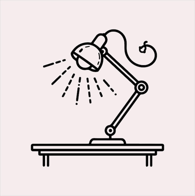 Línea de lámparas de escritorio Vector de silueta de arte sobre un fondo blanco