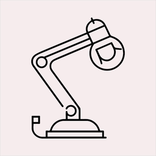 Línea de lámparas de escritorio Vector de silueta de arte sobre un fondo blanco