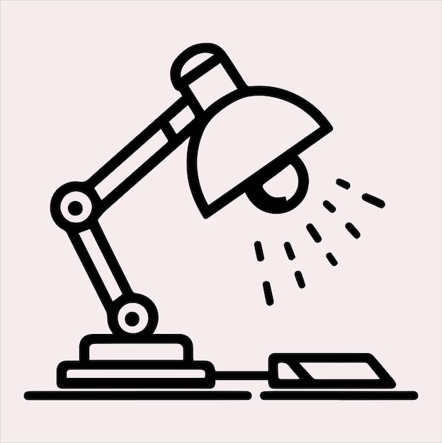 Línea de lámparas de escritorio Vector de silueta de arte sobre un fondo blanco