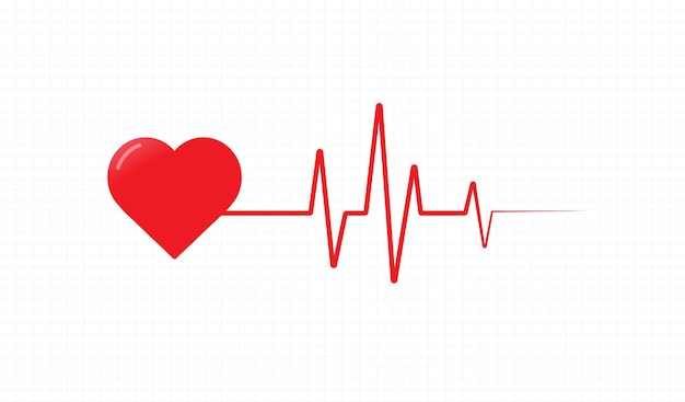 Línea de latido del corazón aislada en fondo blanco Ícono del corazón Ilustración vectorial
