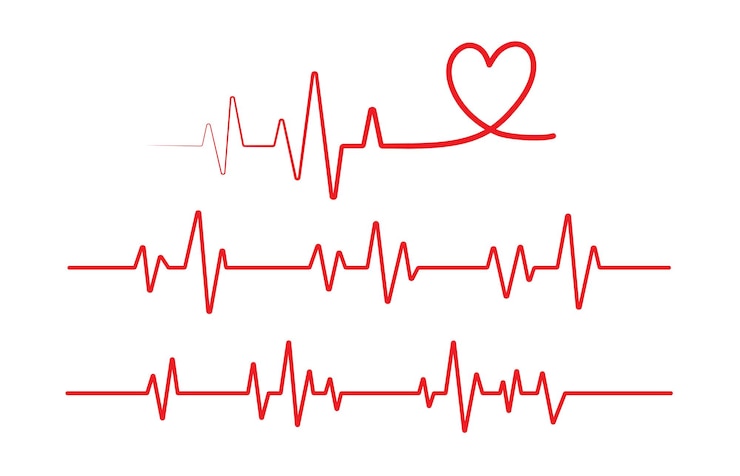 Vector línea de latido del corazón en corazón sobre fondo blanco ícono de línea del corazón ilustración vectorial