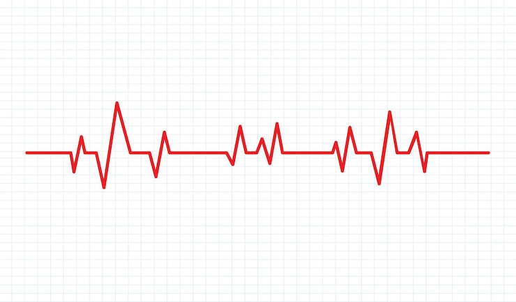 Vector línea de latidos cardíacos aislada en fondo blanco monitor de frecuencia cardíaca ilustración vectorial