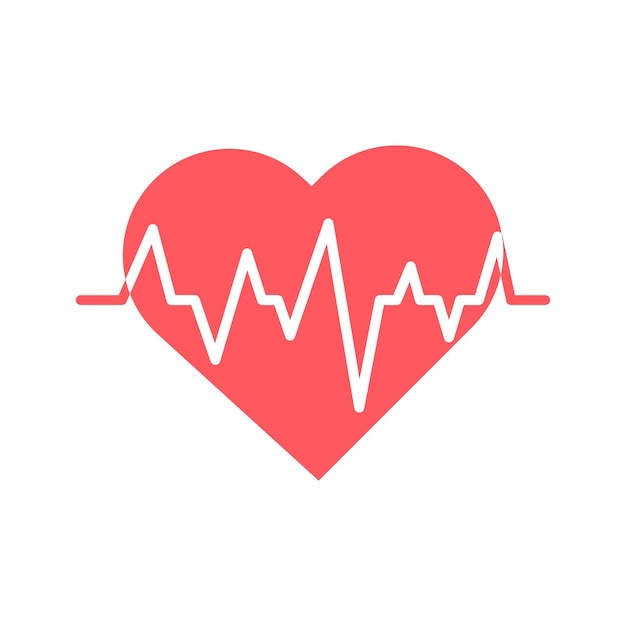 Línea de latidos cardíacos a través del corazón rojo Símbolo de salud Vector Ilustración de signos vitales Concepto de línea de vida