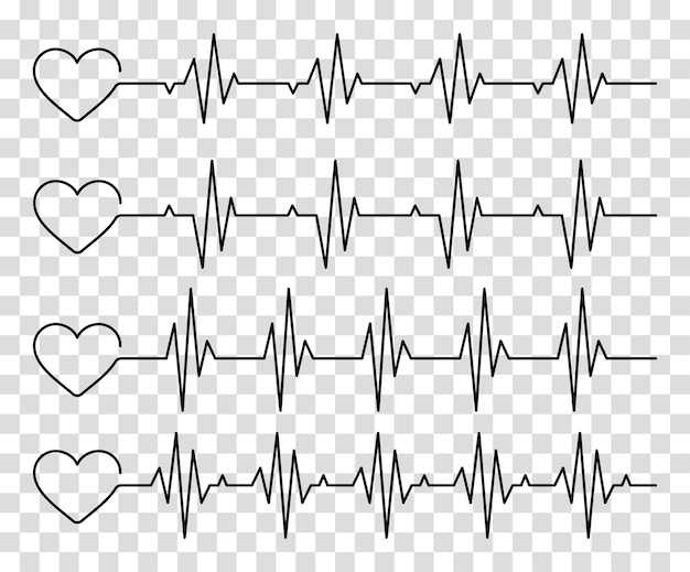 Vector línea de latidos con corazón cardiograma en estilo plano ilustración vectorial