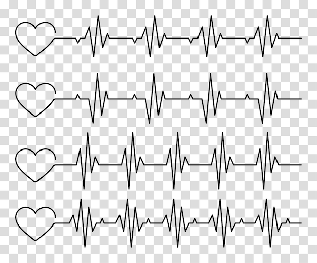 Línea de latidos con corazón Cardiograma en estilo plano Ilustración vectorial