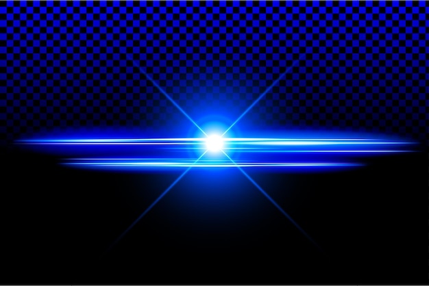 Línea de lente azul fondo negro realista con png