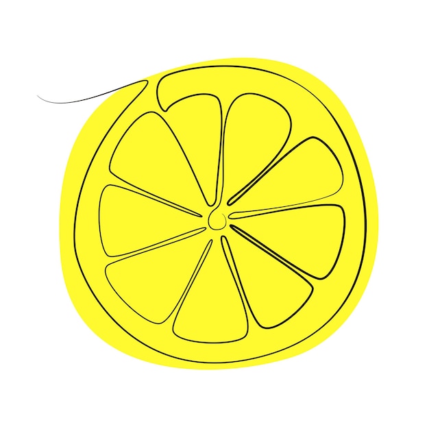 Una línea limón naranja Dibujo continuo fruta tropical Stock vector ilustración eps 10
