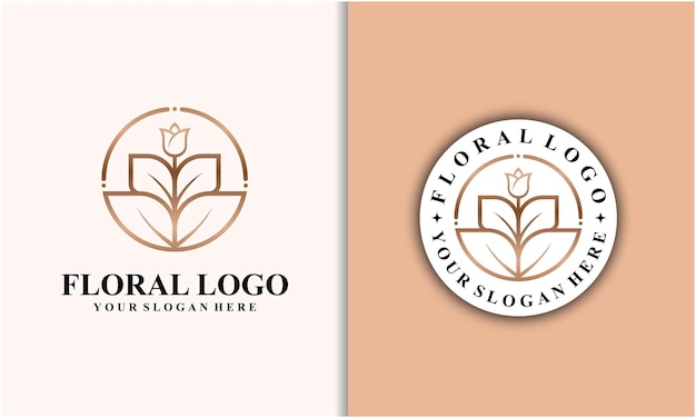 Vector línea de logotipo floral