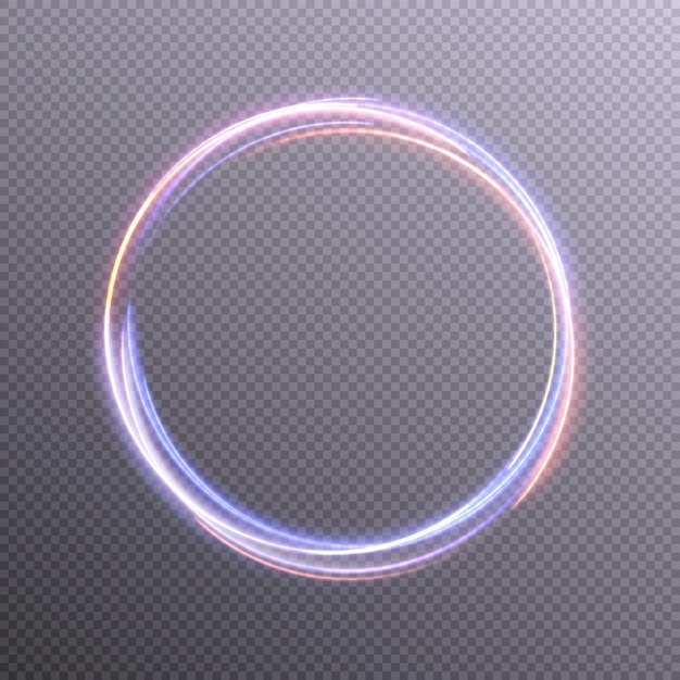 Línea de luz circular multicolor brillante abstracta aislada y fácil de editar para diseño web y vector