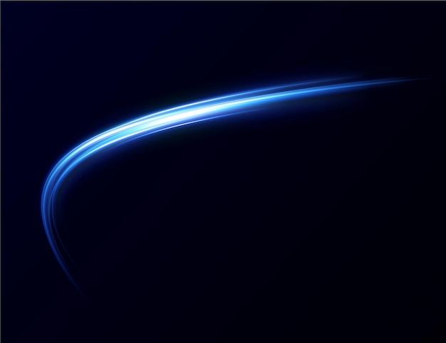 Línea de luz curva azul, cuerda, cinta. Línea de neón festiva suave con efectos png ligeros.