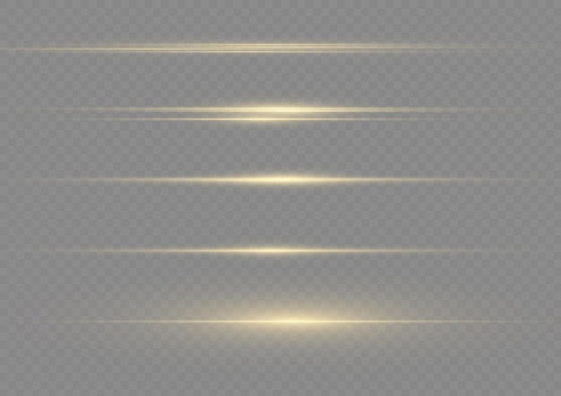 Línea de luz dorada brillante Rayas horizontales amarillas Rayos brillantes de luces Vector de destellos de destello de Navidad
