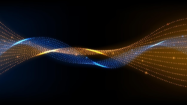 Línea de luz ondulada multicolor abstracta aislada en ilustración vectorial de fondo oscuro