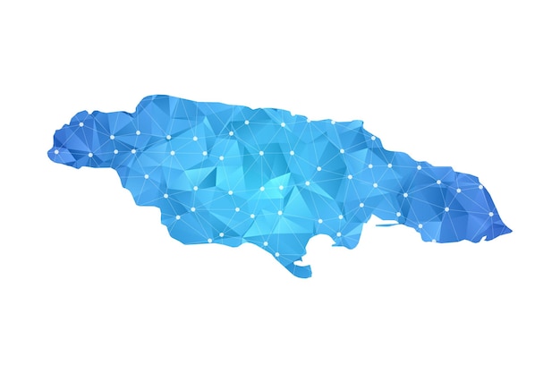 Línea de mapa de Jamaica puntos geométrica abstracta poligonal.