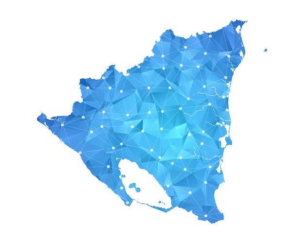 Línea de mapa de nicaragua puntos geométrica abstracta poligonal.