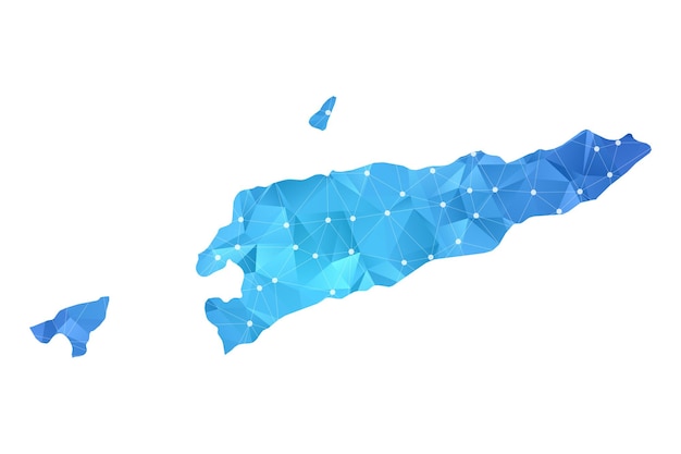 Línea de mapa de Timor Oriental puntos geométrico abstracto poligonal.