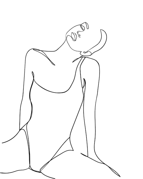 Línea mínima arte mujer cuerpo Mujer belleza moda concepto Vector ilustración
