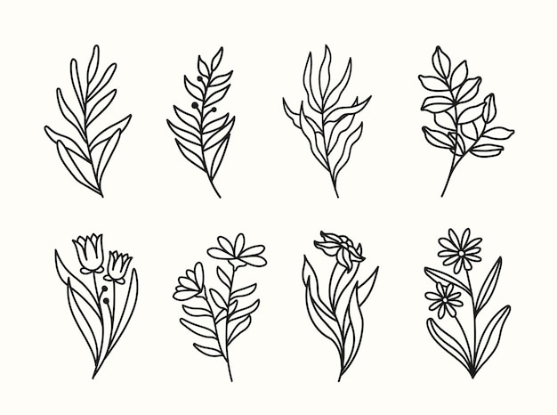 línea minimalista arte floral