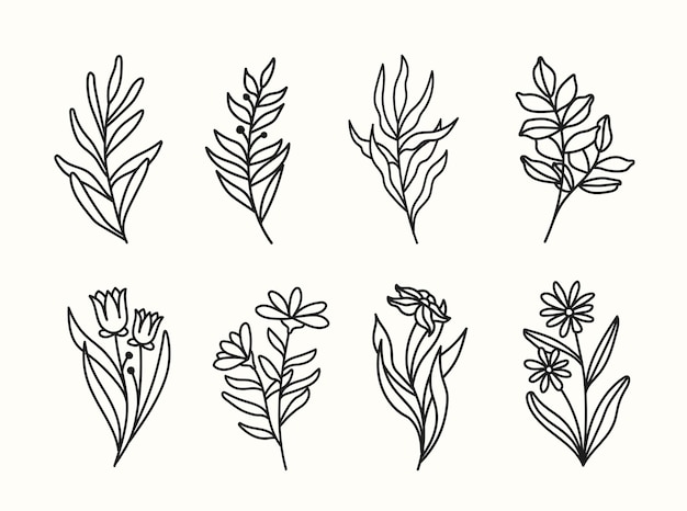 Vector línea minimalista arte floral