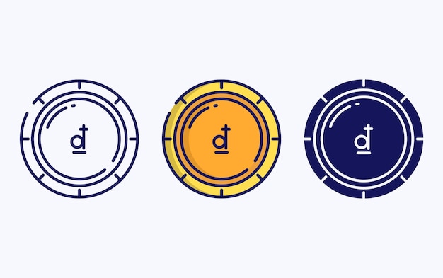 Línea de moneda de moneda e icono de glifo, ilustración vectorial