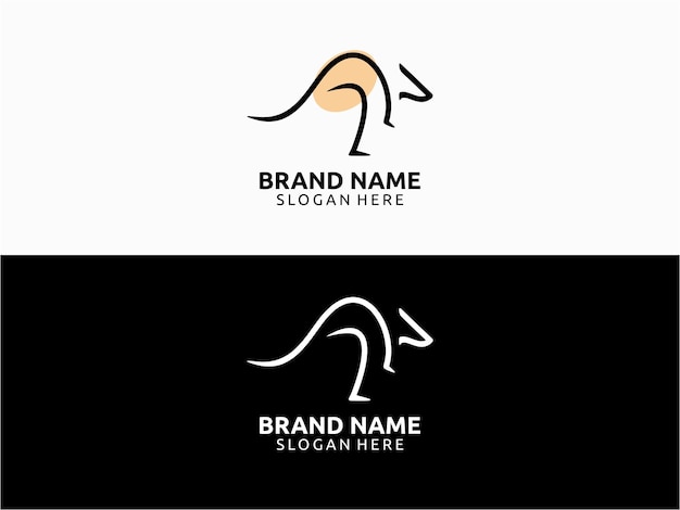 Línea mono de plantilla de logotipo de canguro