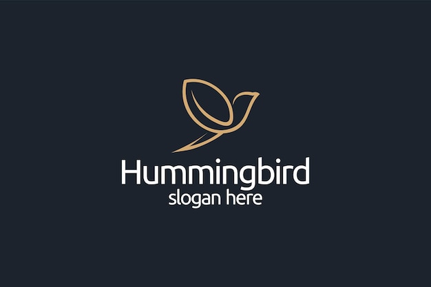 Línea de monograma de colibrí vector del logotipo del animal