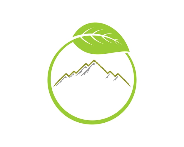 Línea de montaña en el logo de la hoja del círculo.