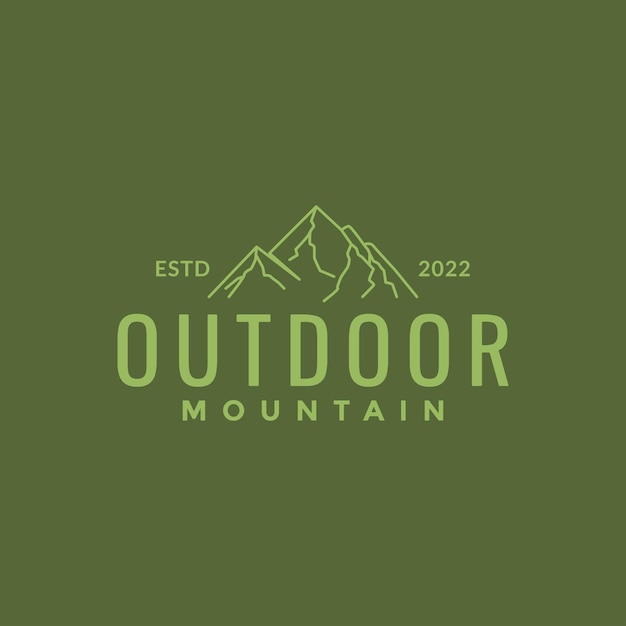 Línea montaña verde mínimo diseño de logotipo al aire libre vector gráfico símbolo icono ilustración idea creativa