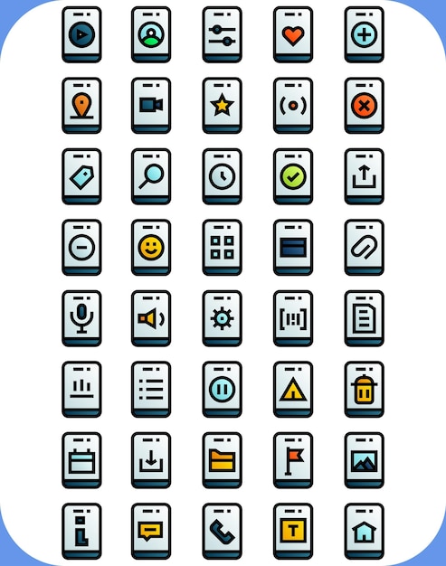 línea móvil color ui paquete de iconos