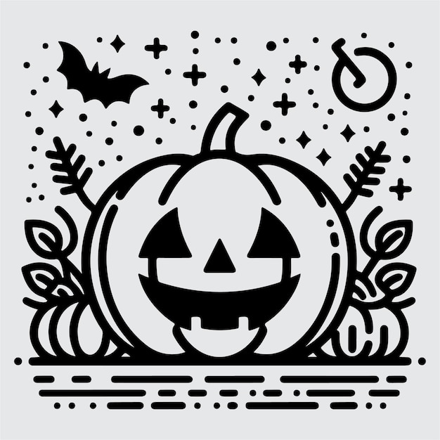 Línea negra Icono de calabaza aislado Festa feliz de Halloween Ilustración de acciones vectorial