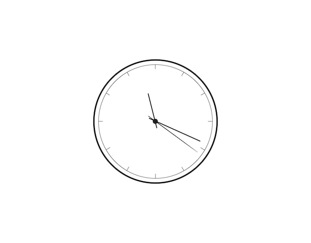 Vector línea negra icono de reloj de pared aislado en fondo blanco símbolo de tiempo ilustración vectorial línea de reloj