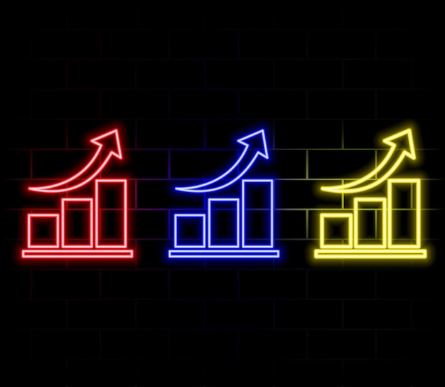 Línea de neón brillante Gráfico de crecimiento Infografías de ganancias Estadísticas de animación Informe de gráfico lineal fresco i