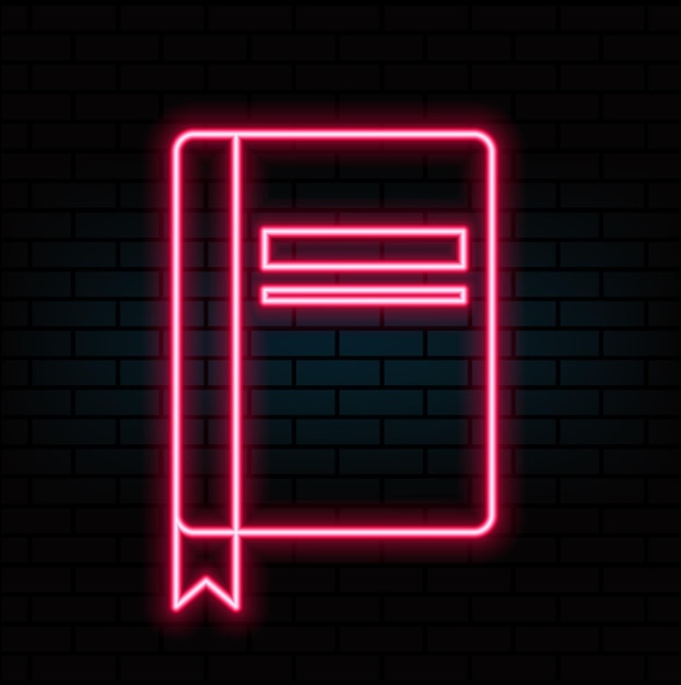 Línea de neón brillante Icono de guía telefónica aislado en fondo negro Libro de direcciones Directorio telefónico Vec