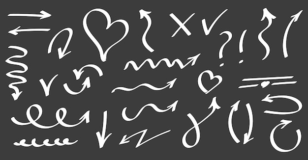 Línea niño lápiz color pincel dibujado a mano tiza vector elemento conjunto textura pincel tiza golpe niño corazón estrella flecha elemento dibujo a mano boceto garabateo