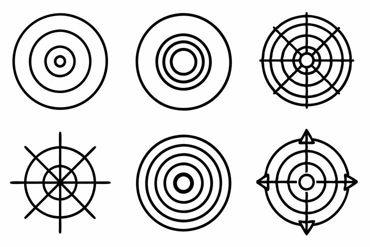 Vector línea de objetivo arte obra de arte moderna fijación de objetivos