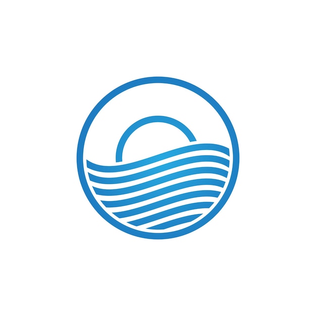 línea oceánica moderna con diseño de logotipo del amanecer