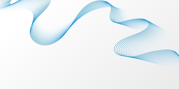 Línea de onda azul dinámica en un fondo gris telón de fondo de tecnología digital futuro línea ondulada de humo