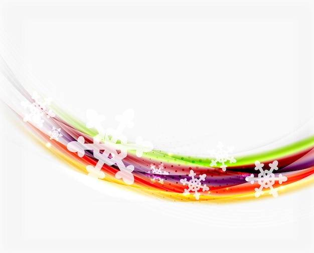 Línea de onda de color con plantilla de negocio de vector de invierno de copos de nieve