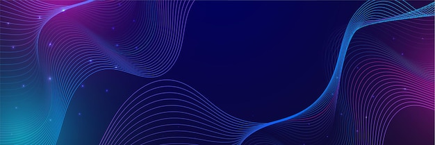 Línea de onda vectorial abstracta que fluye azul y rosa color de gradiente púrpura aislado en fondo negro para elementos de diseño en tecnología conceptual ciencia de la música bandera de tecnología de IA